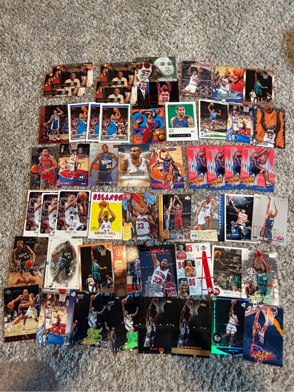 Grant Hill lot of 52 basketball cards with inserts Detroit Pistons Phoenix Suns